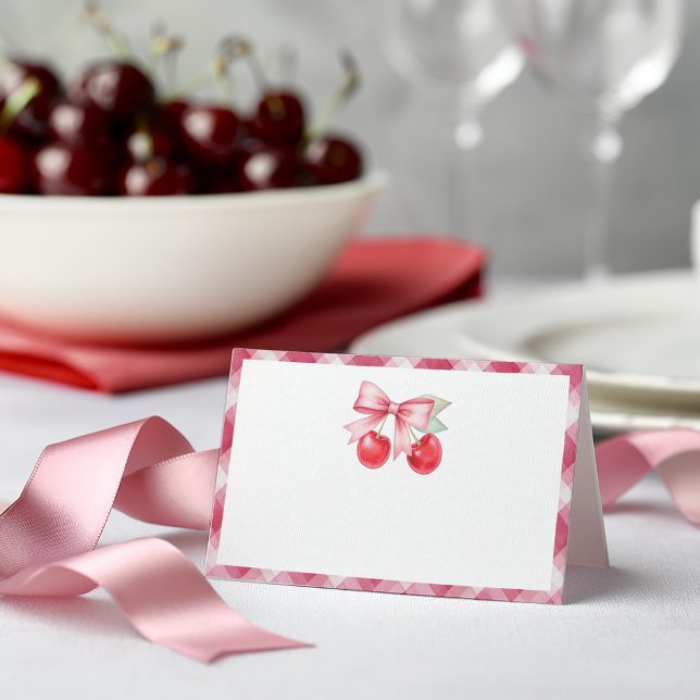 Cherry Baby Dusche geflochtene Platzkarte (Cherry Themed Tent Card)