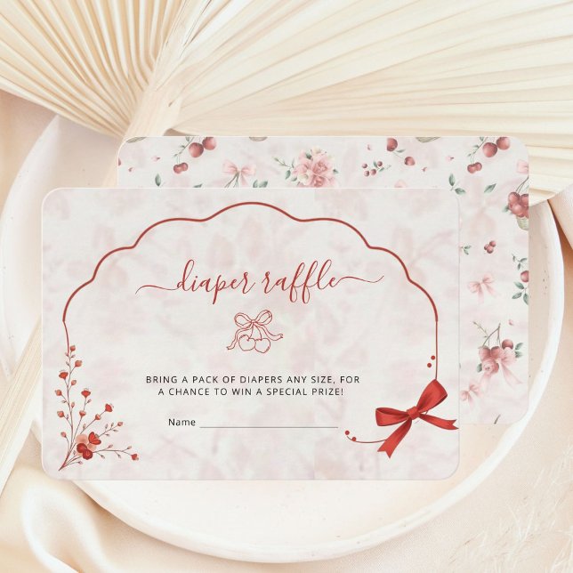 Cherry Baby Dusche rosa Bow Diaper Raffel Begleitkarte (Von Creator hochgeladen)