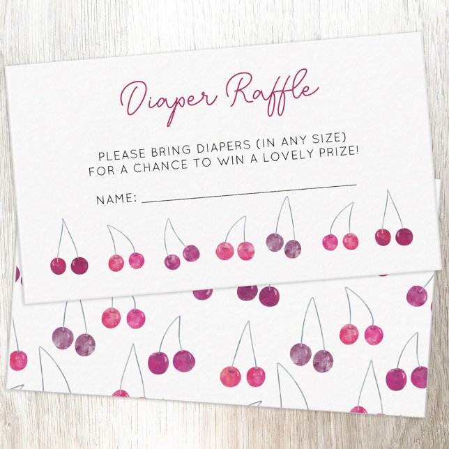 Cherry Baby Duwer Diaper Raffle Begleitkarte (Pretty watercolor cherry baby shower diaper raffle enclosure card)