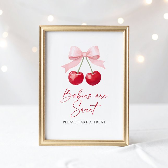 Cherry Baby Shower Babys sind Sweet Dessert Sign Poster (Von Creator hochgeladen)