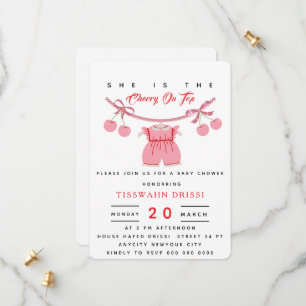 Cherry Baby Shower Einladung Kirsche auf oberster 