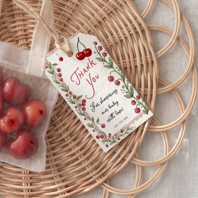 Cherry Baby Shower Gift Tag Geschenkanhänger (Von Creator hochgeladen)