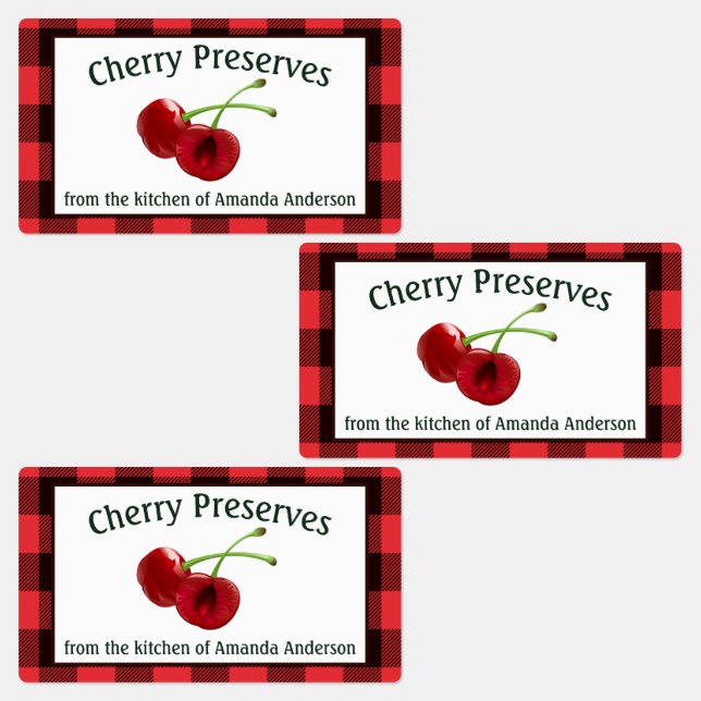 Cherry behält Kariertes Lebensmitteletikett Etiketten (Gruppe)