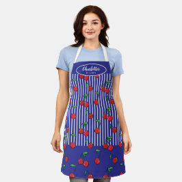 Cherry Berries Red Pattern Modernes Schönes Blau Schürze