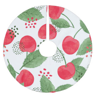 Cherry Berries Vintag, Wasserfarbe nahtlos. Polyester Weihnachtsbaumdecke