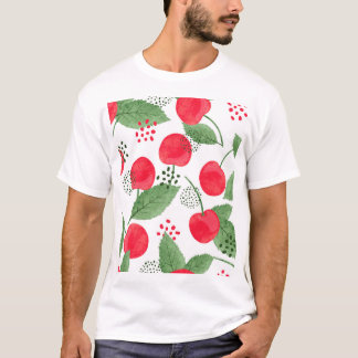Cherry Berries Vintag, Wasserfarbe nahtlos. T-Shirt
