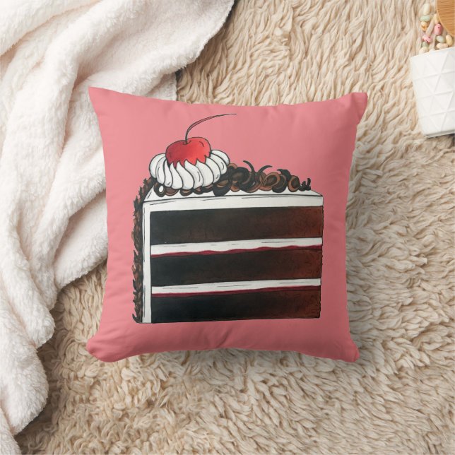 Cherry Black Forest Cake Shop Slice Bäckerei Kissen (Decke)