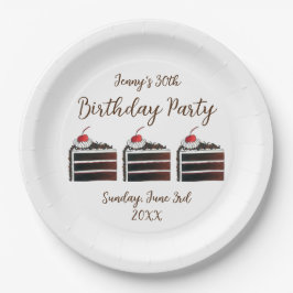 Cherry Black Forest Cake Slice Geburtstagsparty Fo Pappteller
