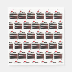 Cherry Black Forest Cake Slice Geburtstagsparty Fo Serviette