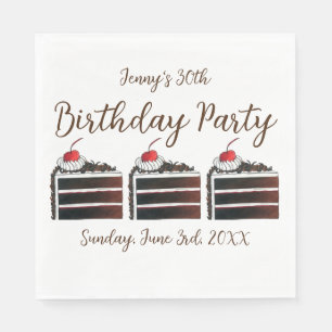 Cherry Black Forest Cake Slice Geburtstagsparty Fo Serviette