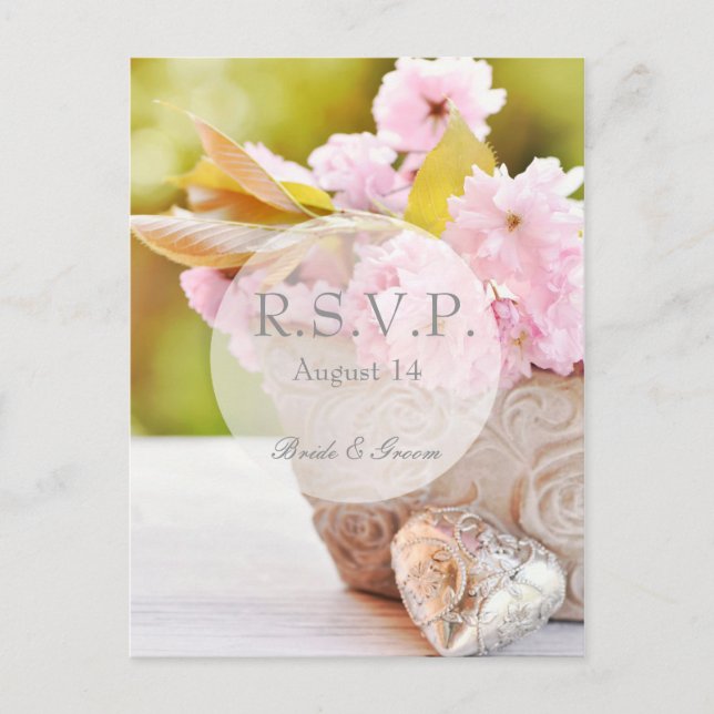 Cherry bllossoms-rosa Blume Hochzeit RSVP Einladungspostkarte (Vorderseite)