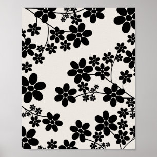 Cherry Blossom 12 Beige und Schwarz Poster