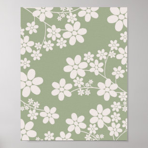 Cherry Blossom 13 Sage Green Poster