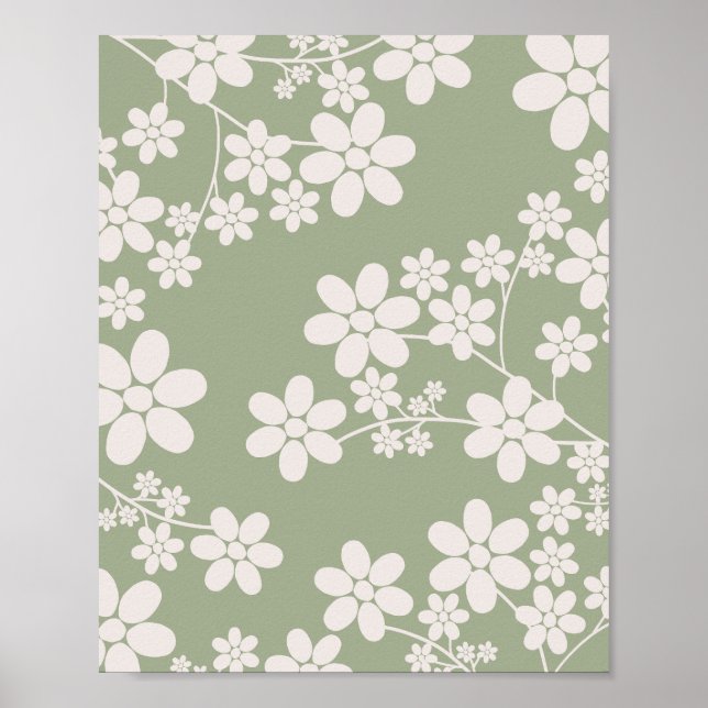 Cherry Blossom 13 Sage Green Poster (Vorne)