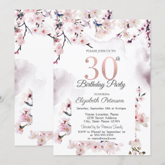 Cherry Blossom 30. Geburtstag Einladung