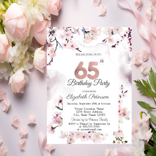 Cherry Blossom 65. Geburtstag Einladung