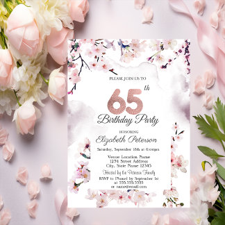 Cherry Blossom 65. Geburtstag Einladung