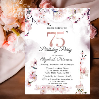 Cherry Blossom 75. Geburtstag Einladung