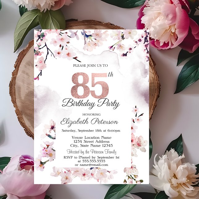 Cherry Blossom 85. Geburtstag Einladung (Von Creator hochgeladen)