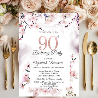 Cherry Blossom 90. Geburtstag Einladung