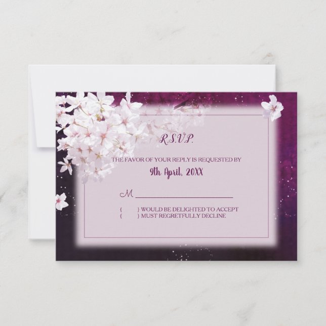 Cherry Blossom Abend Wedding RSVP (Vorderseite)