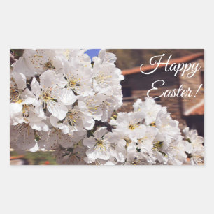 Cherry Blossom. Alles Gute zu Ostern. Rechteckiger Aufkleber