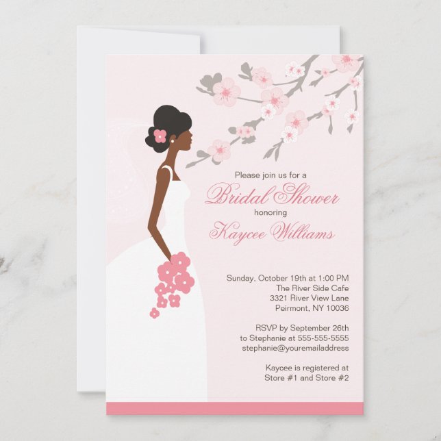 Cherry Blossom American American Brautparty Einladung (Vorderseite)