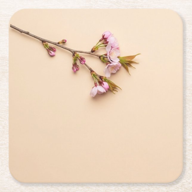 Cherry Blossom and Daisy Background Rechteckiger Pappuntersetzer (Vorderseite)