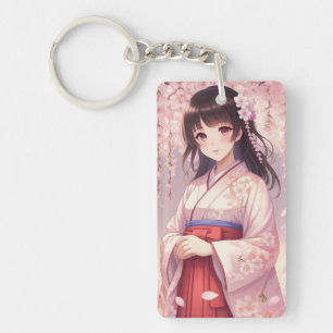 Cherry Blossom Anime Girl Schlüsselanhänger