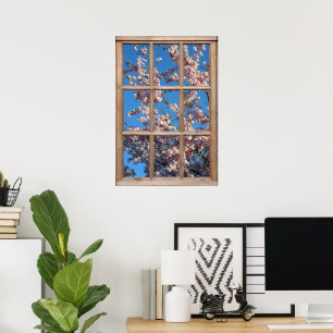 Cherry Blossom-Ansicht aus einem Fenster Poster