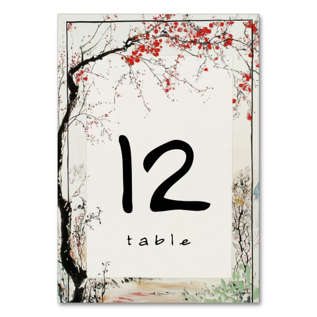 Cherry Blossom Art Tree Numéro de table (Par défaut)