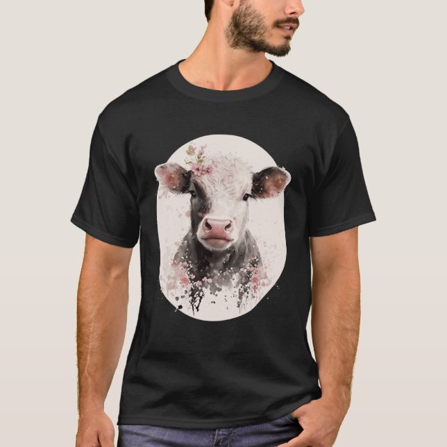 Cherry Blossom Baby Cow Calf Japanese Sakura Farm  T-Shirt (Vorderseite)