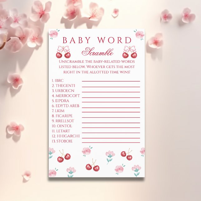 Cherry Blossom Baby Word Scramble Game Flyer (Von Creator hochgeladen)