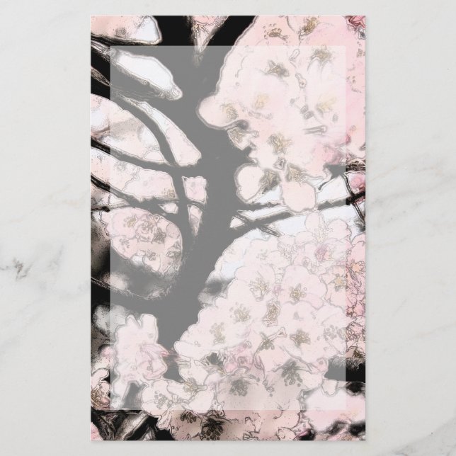 Cherry Blossom bearbeitete Stationerie Briefpapier (Vorderseite)