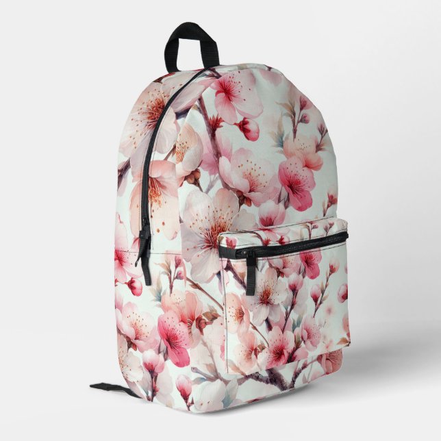 Cherry Blossom Bedruckter Rucksack (Rückseitige Ecke links)