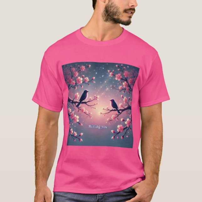 Cherry Blossom Birds Mens Tshirt (Vorderseite)