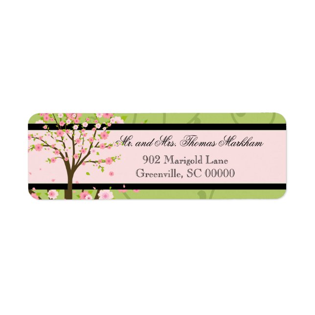 Cherry Blossom Birds Personalisierte Adressetikett (Vorne)