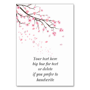 Cherry Blossom Blätter hinter Tischnummer