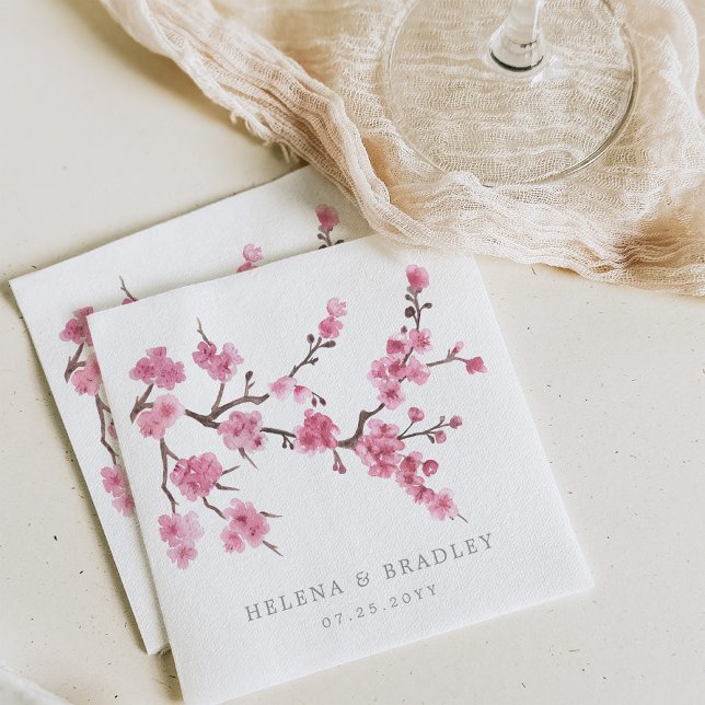 Cherry Blossom Bloom | Hochzeitscocktail Serviette (Von Creator hochgeladen)