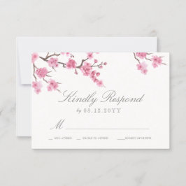 Cherry Blossom Bloom | Rosa Wedding RSVP Karte