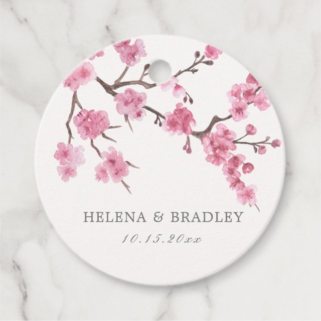 Cherry Blossom Bloom Wedding Vielen Dank Geschenkanhänger (Vorderseite)