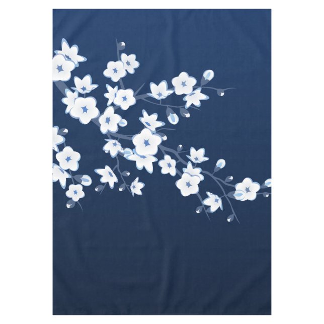 Cherry Blossom Blue White Tischdecke (Vorderseite)