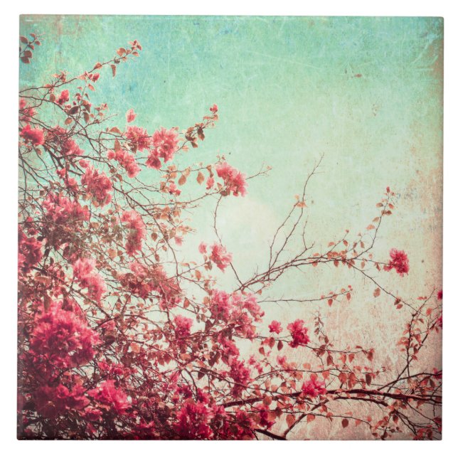 Cherry Blossom Blume Blumenroter Bildschirm Tile Fliese (Vorderseite)