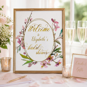 Cherry Blossom Blume Gold Frame Brautparty Poster