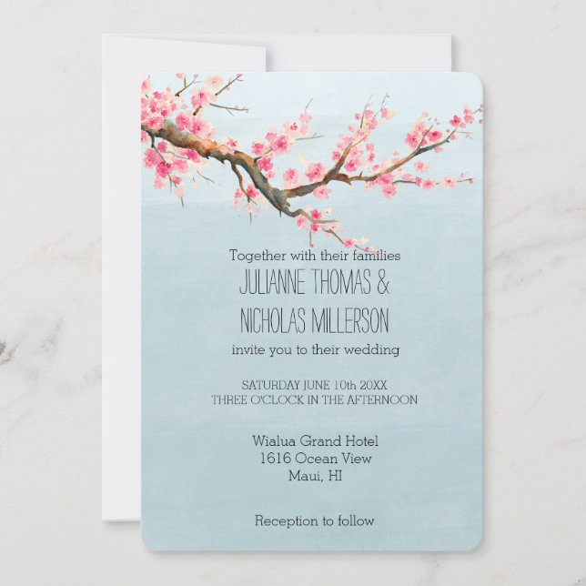 Cherry Blossom Blume Hochzeit Einladung (Vorderseite)