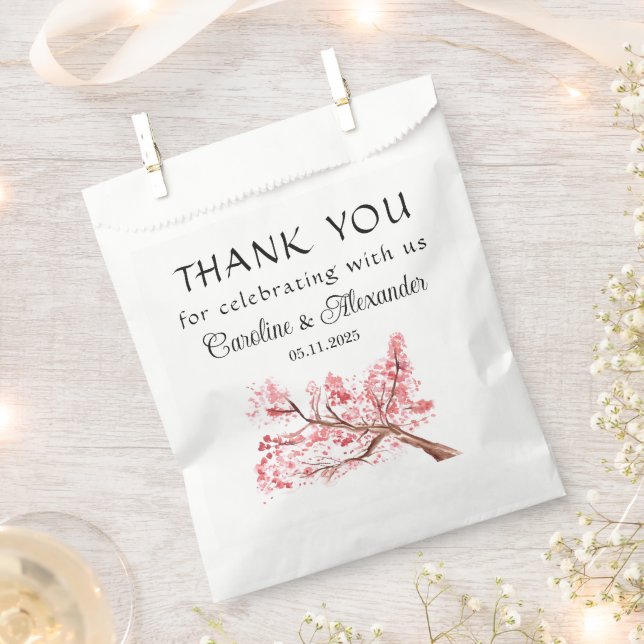 Cherry Blossom Blume Pink Floral Wedding Geschenktütchen (Ausgeschnitten)