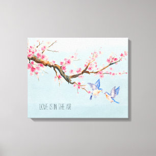 Cherry Blossom Blume und Vögel Leinwanddruck