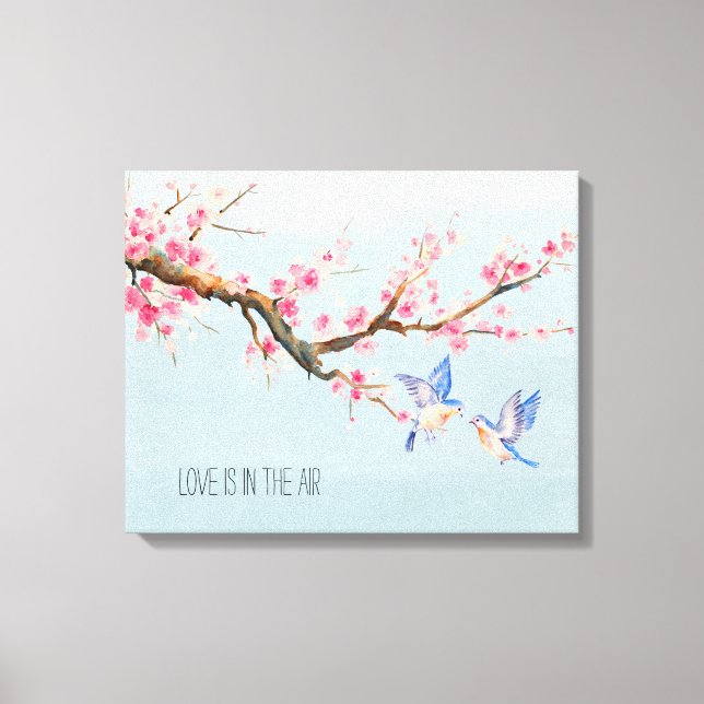 Cherry Blossom Blume und Vögel Leinwanddruck (Vorderseite)
