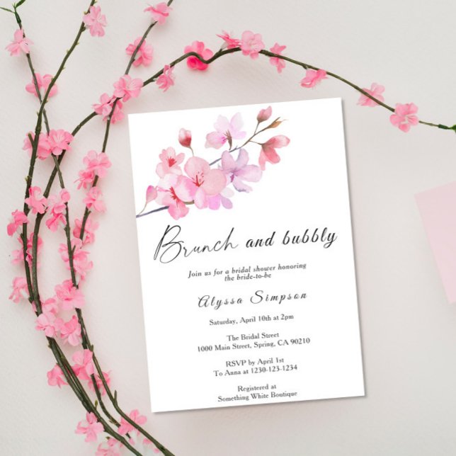 Cherry Blossom Blumenbrunch und Bubbly Einladung (Von Creator hochgeladen)