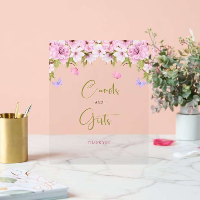 Cherry Blossom Blumenkarten und Geschenke Babydusc Acrylschild (Hochzeit)
